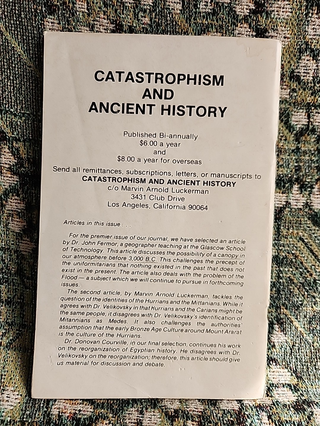 ???OOP Catastrophism and Ancient History, Paleoclimatology, Infrared 1978