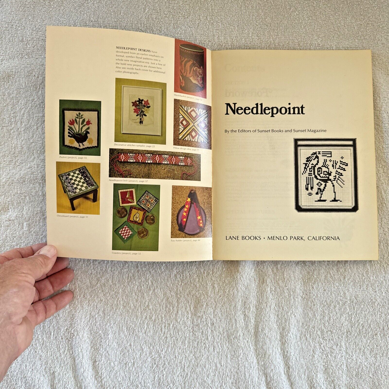 Sunset Needlepoint Book Techniques & Projects Cross Stitch 1973