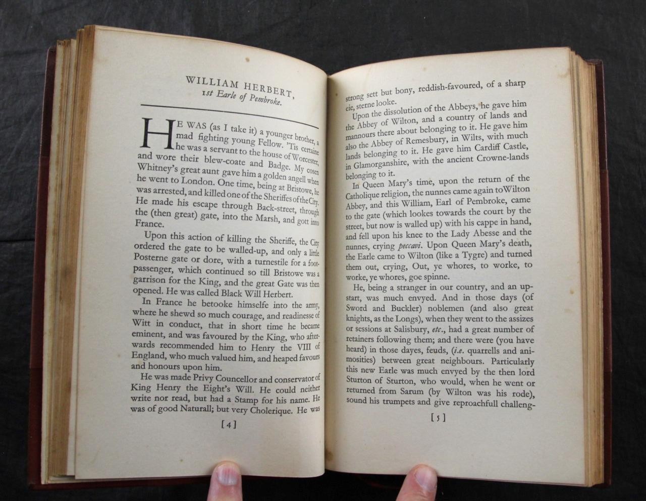 1931 JOHN COLLIER, SCANDAL & CREDULITIES of JOHN AUBREY, GILT MOROCCO BINDING