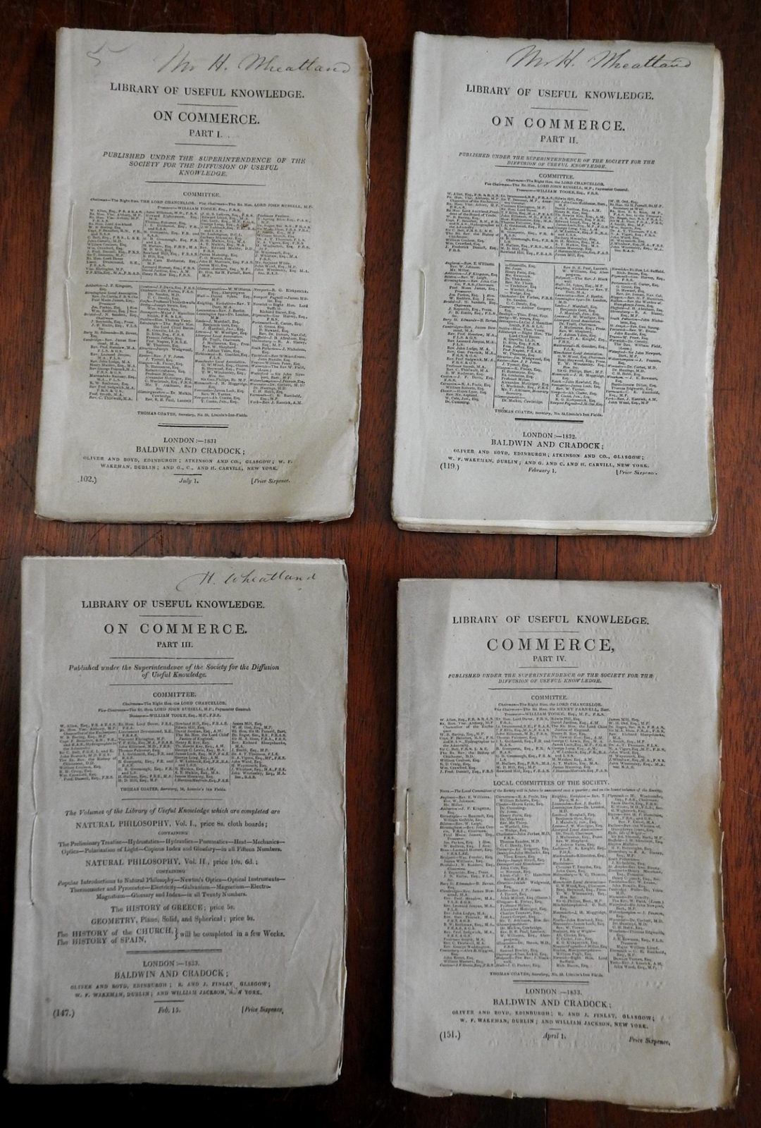Commerce History & principles 1831 Library of Useful Knowledge 4 rare pamphlets