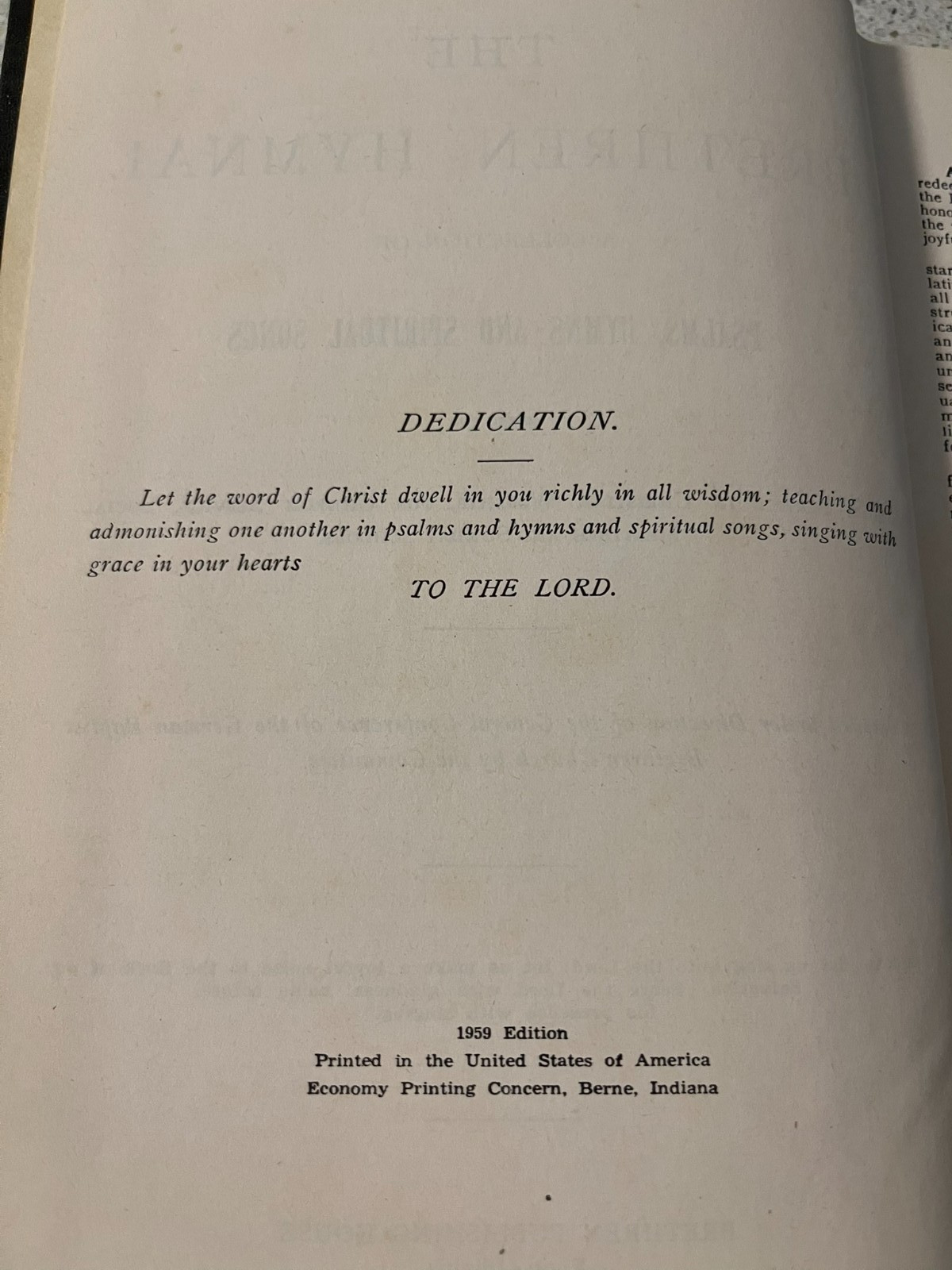 Vintage – The Brethren Hymnal – A Collection of Psalms Hymns & Songs – 1959