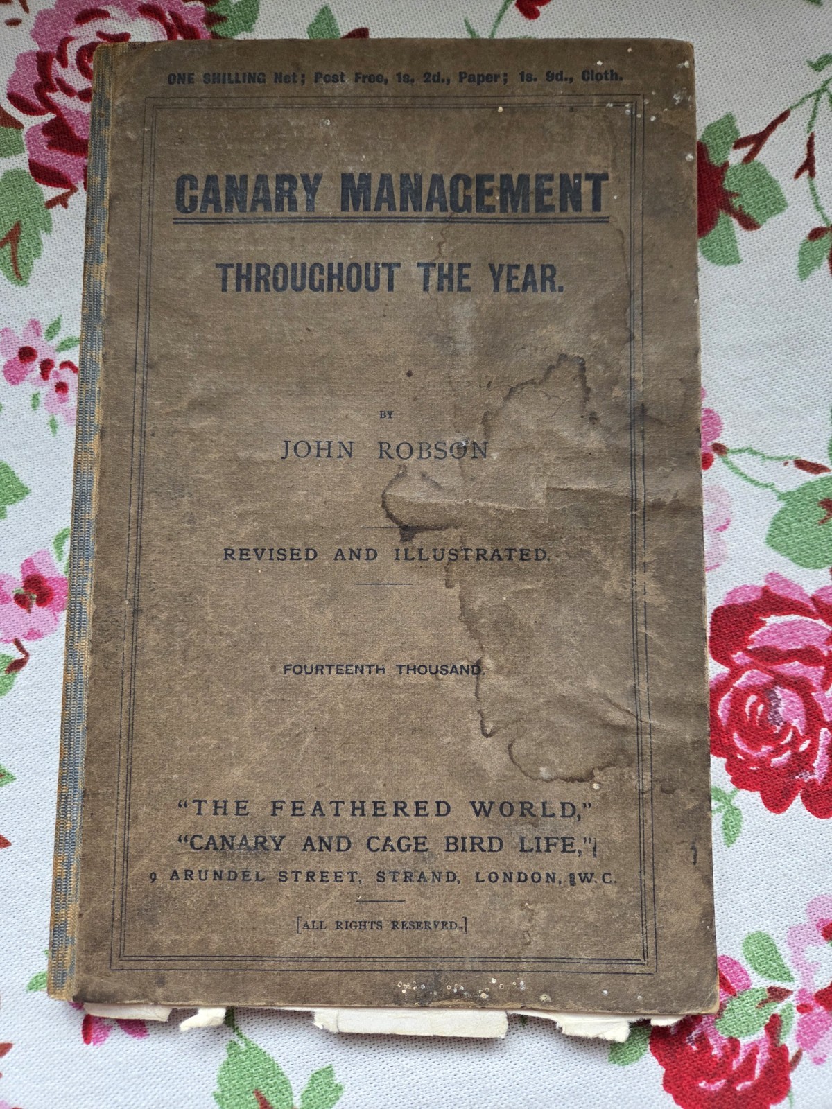 Antique ‚Canary Management Throughout The Year‘ By John Robson Hardback Book