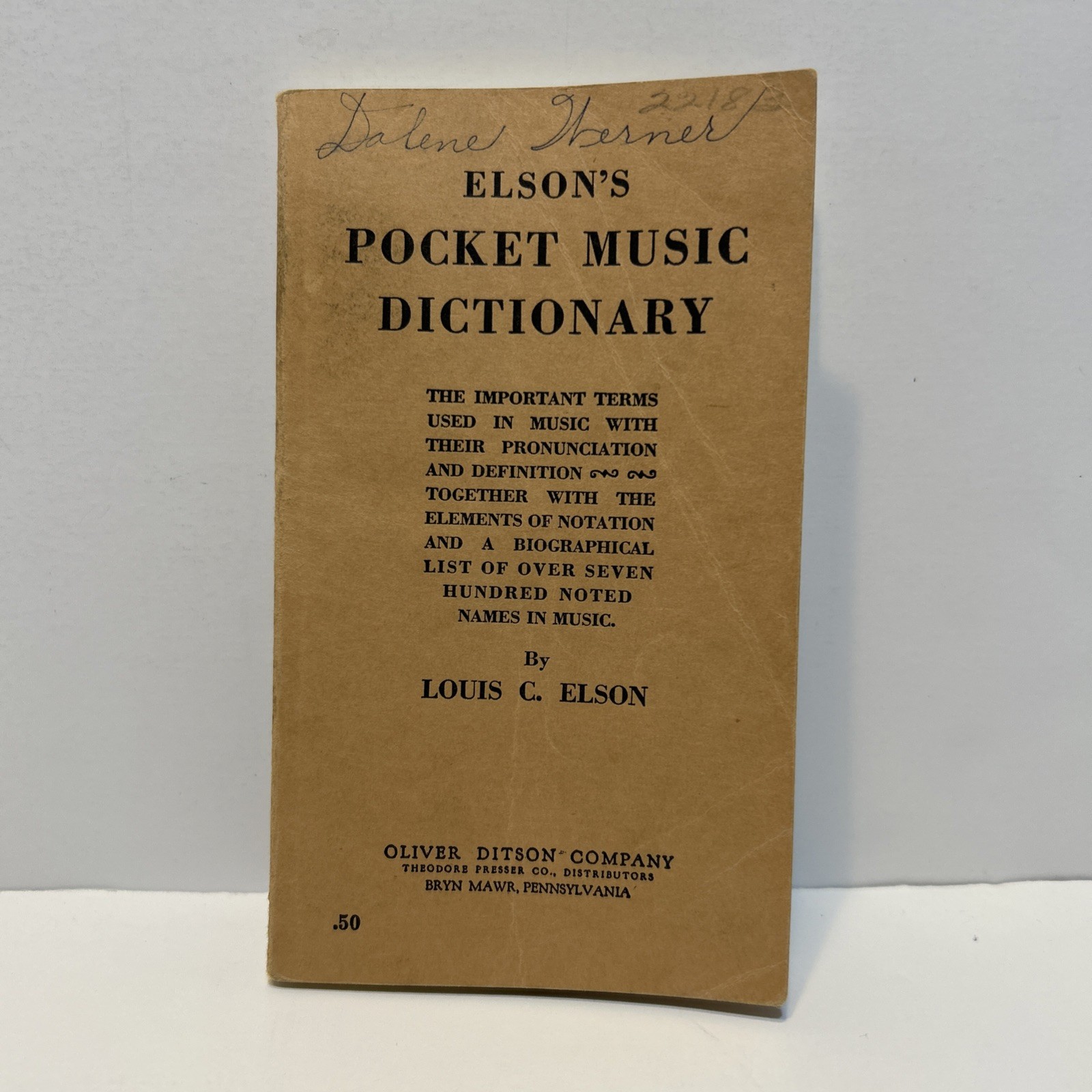 Vintage Elson’s Pocket Music Dictionary 1909 Oliver Ditson Company
