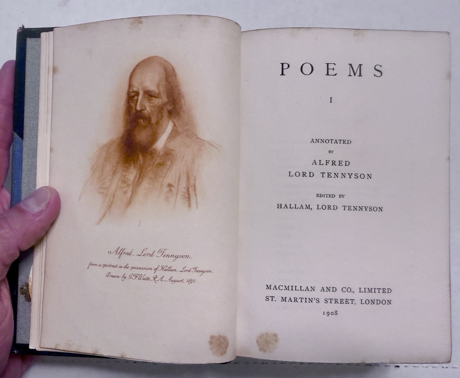 Tennyson Poems Vol I II 1908 Macmillan Eversley Edition Lynde Selden Bookplate