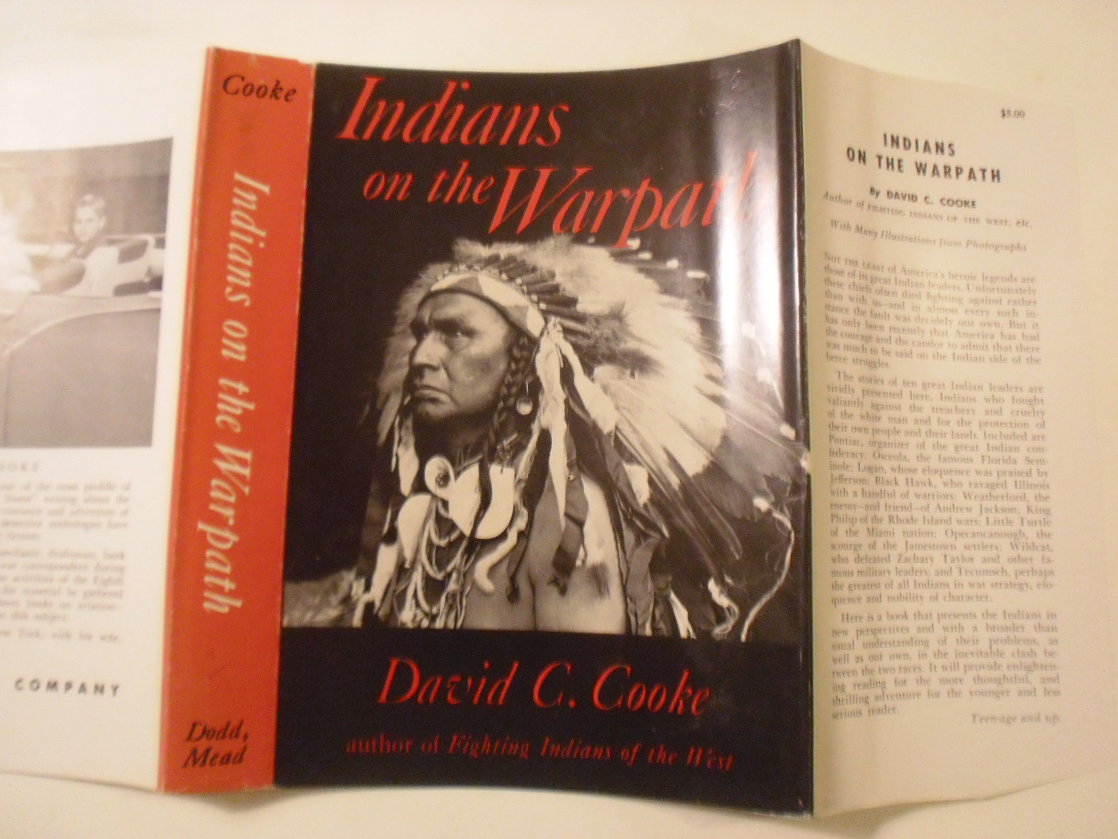 Indians on the Warpath, David Cooke, Dust Jacket Only, NO BOOK