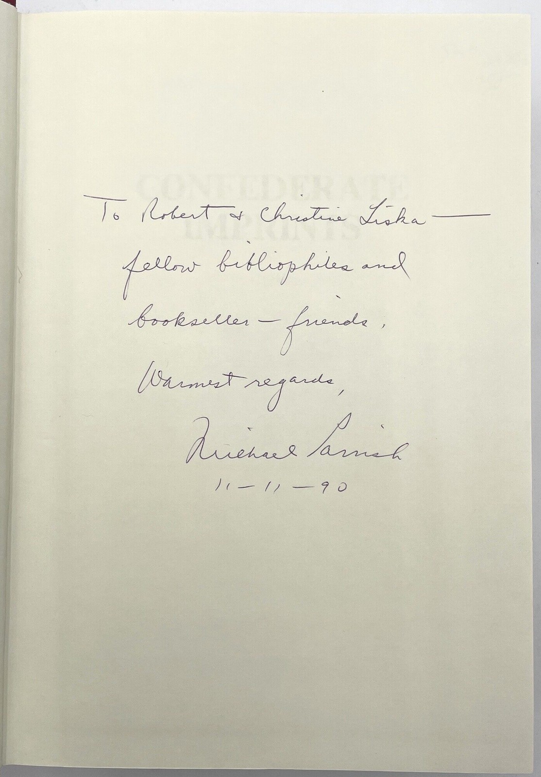 T Michael Parrish / Confederate Imprints Inscribed Signed 1st Edition