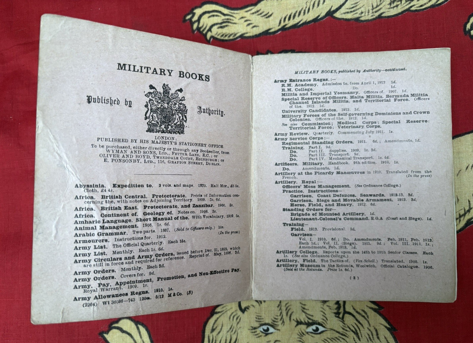 Ceremonial Army Regiment Instructions 1912 HMSO, 3rd Highland Greenock Howitzers