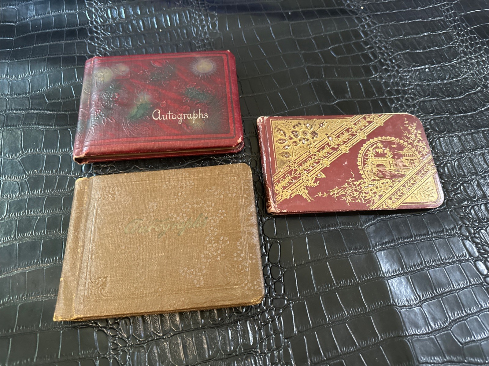 3 Antique Victorian Autograph Book 1800s To 1920s Ephemera Hand Written (s7)