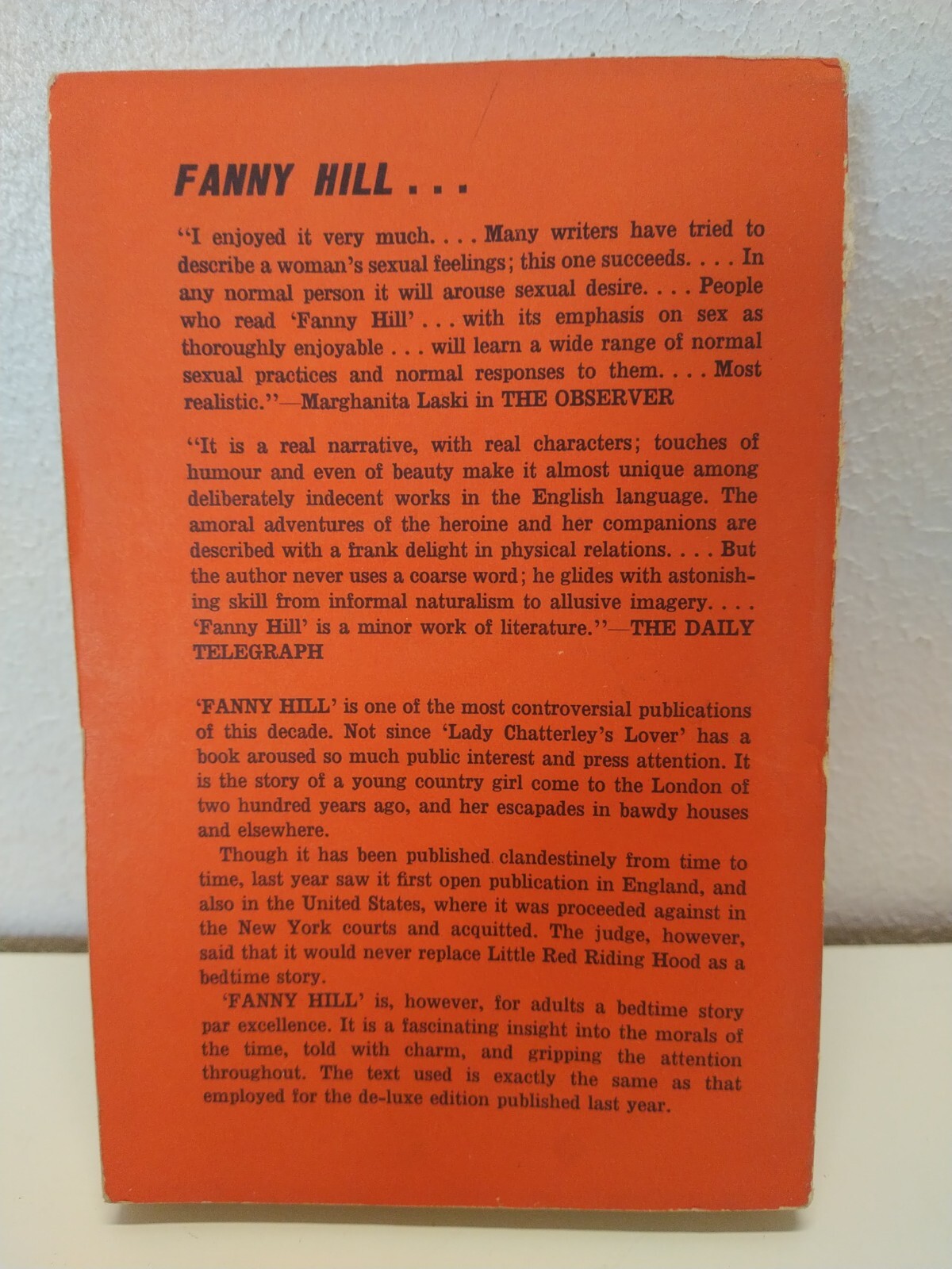 Fanny Hill Memoirs of a Women of Pleasure (John Cleland – 1964) PB book