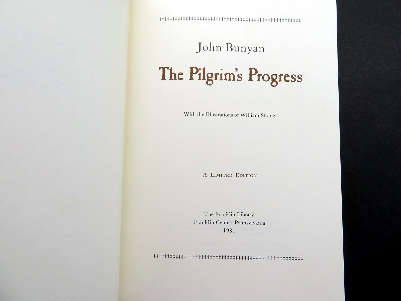 The Pilgrims Progress, John Bunyan, 1981 Franklin Library Ltd Ed, full leather