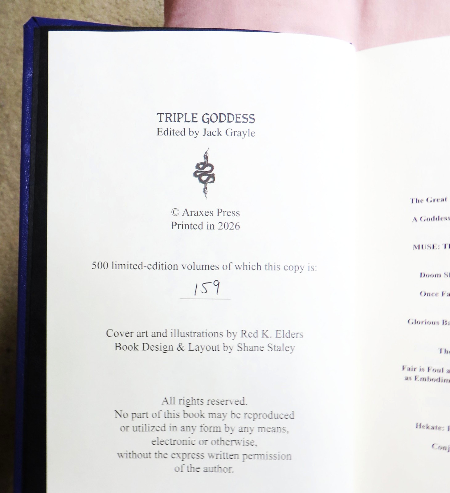 TRIPLE GODDESS Jack Grayle SIGNED Araxes Press Ltd. Edition Feminism Occult Rare