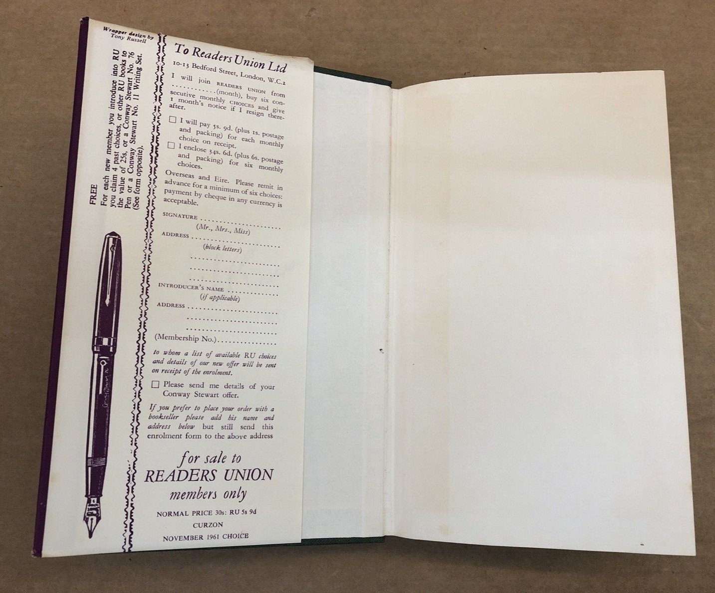 CURZON – Leonard Mosley – Hardback / Dust Jacket – 1961 1st Edition