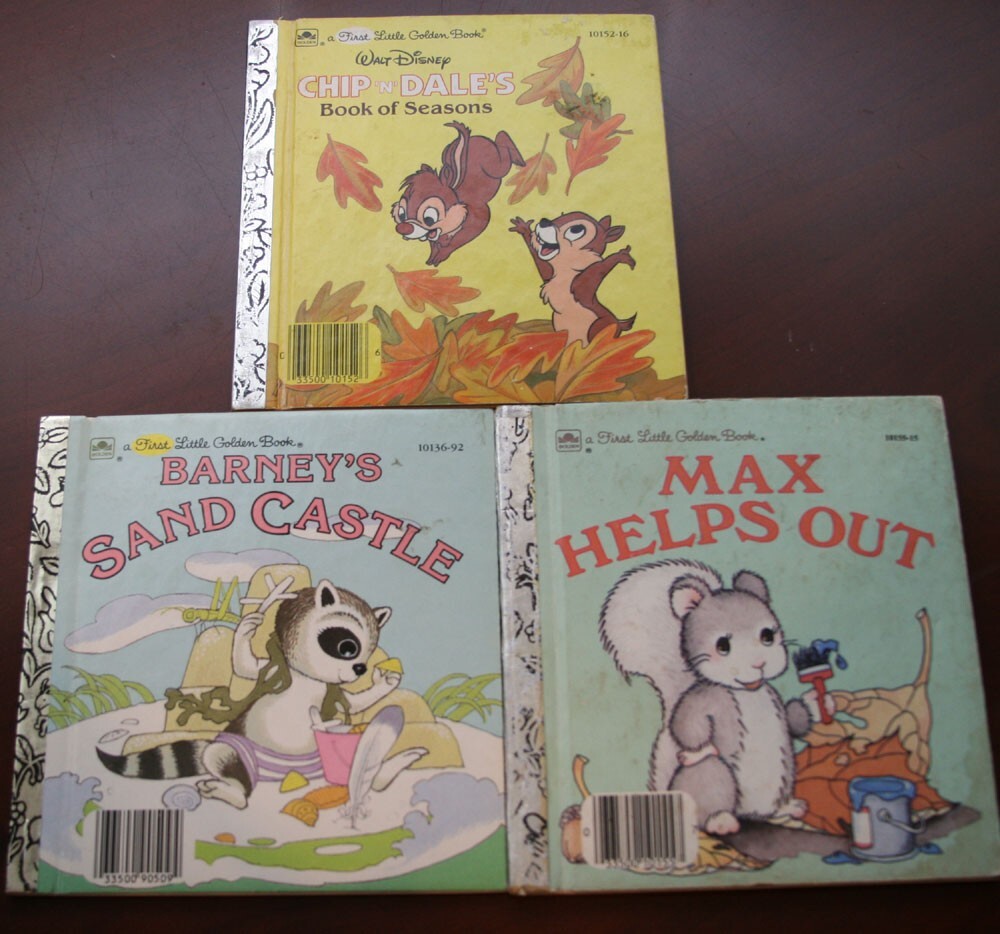First Little Golden Book Lot Chip ‚N‘ Dale, Barney’s Sand Castle, Max Helps Out