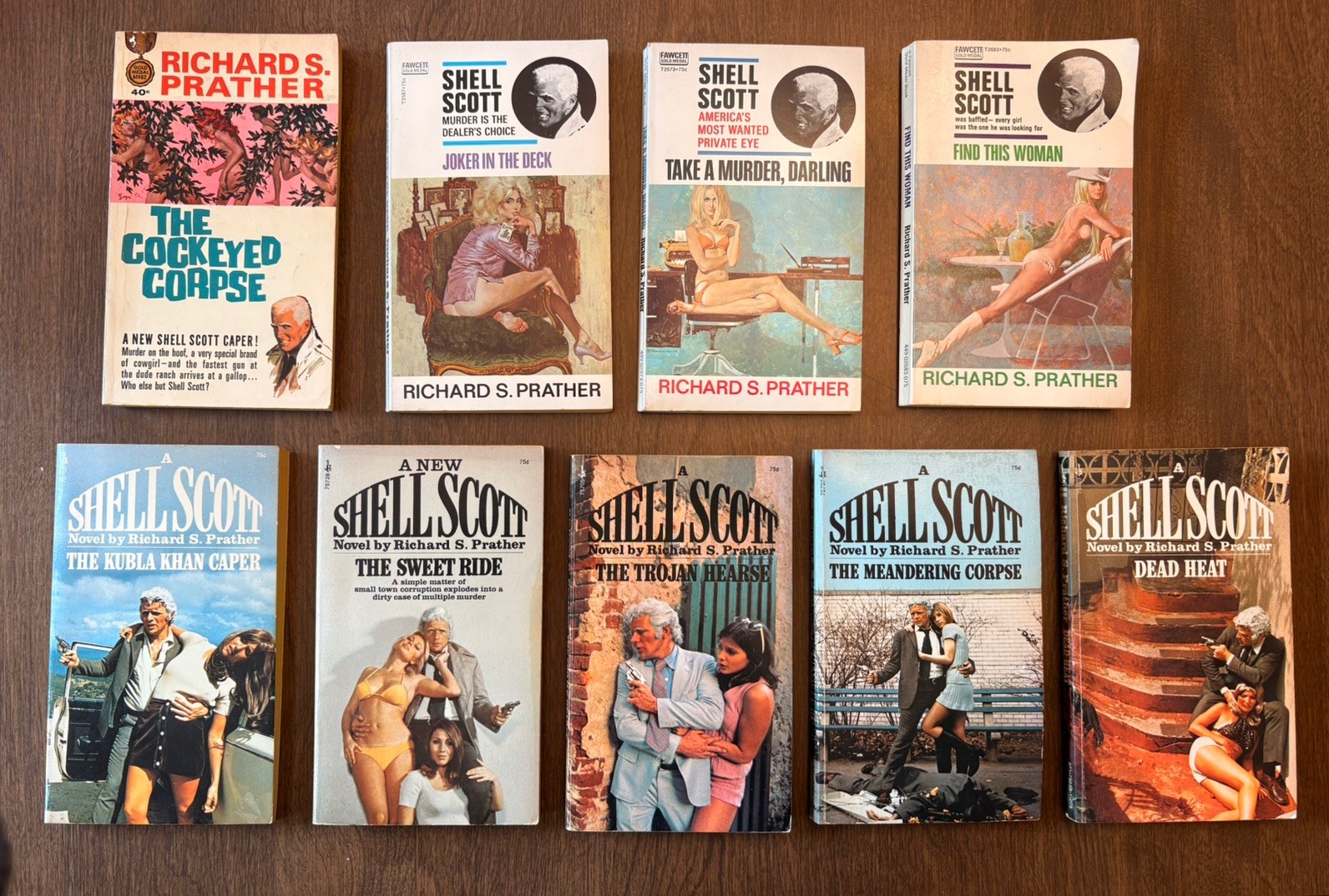 Vintage Shell Scott Paperback Lot of 9 Richard Prather Fawcett Gold Medal Pulp
