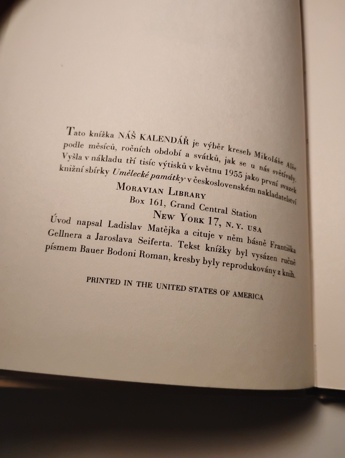 Mikoláš Aleš NÁŠ KALENDÁ? 1955 Moravian Library Czech Art Émigré Press NYC