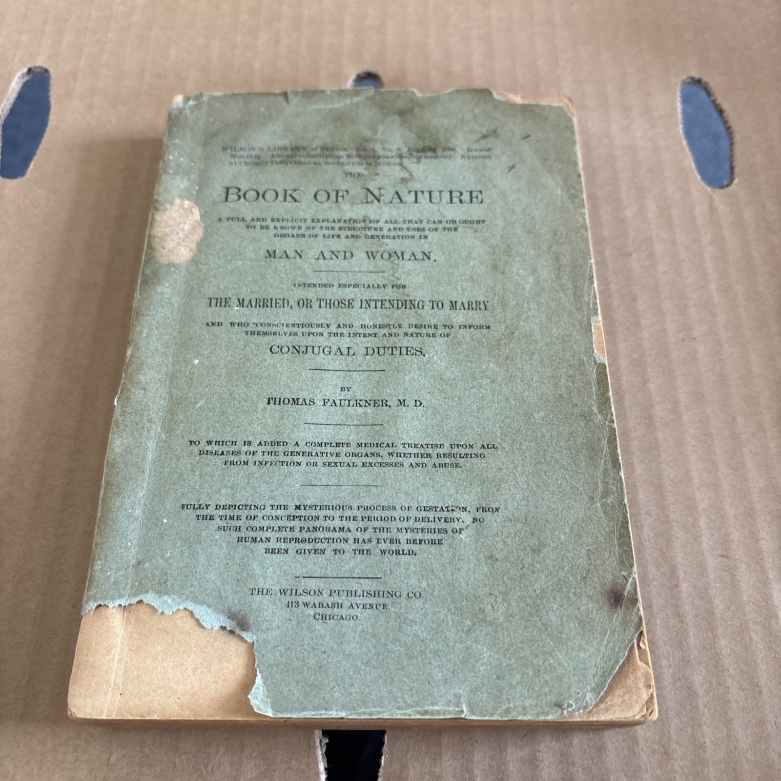 Book of Nature: Man & Woman Conjugal Duties 1896 by Thomas Faulkner MD (Antique)