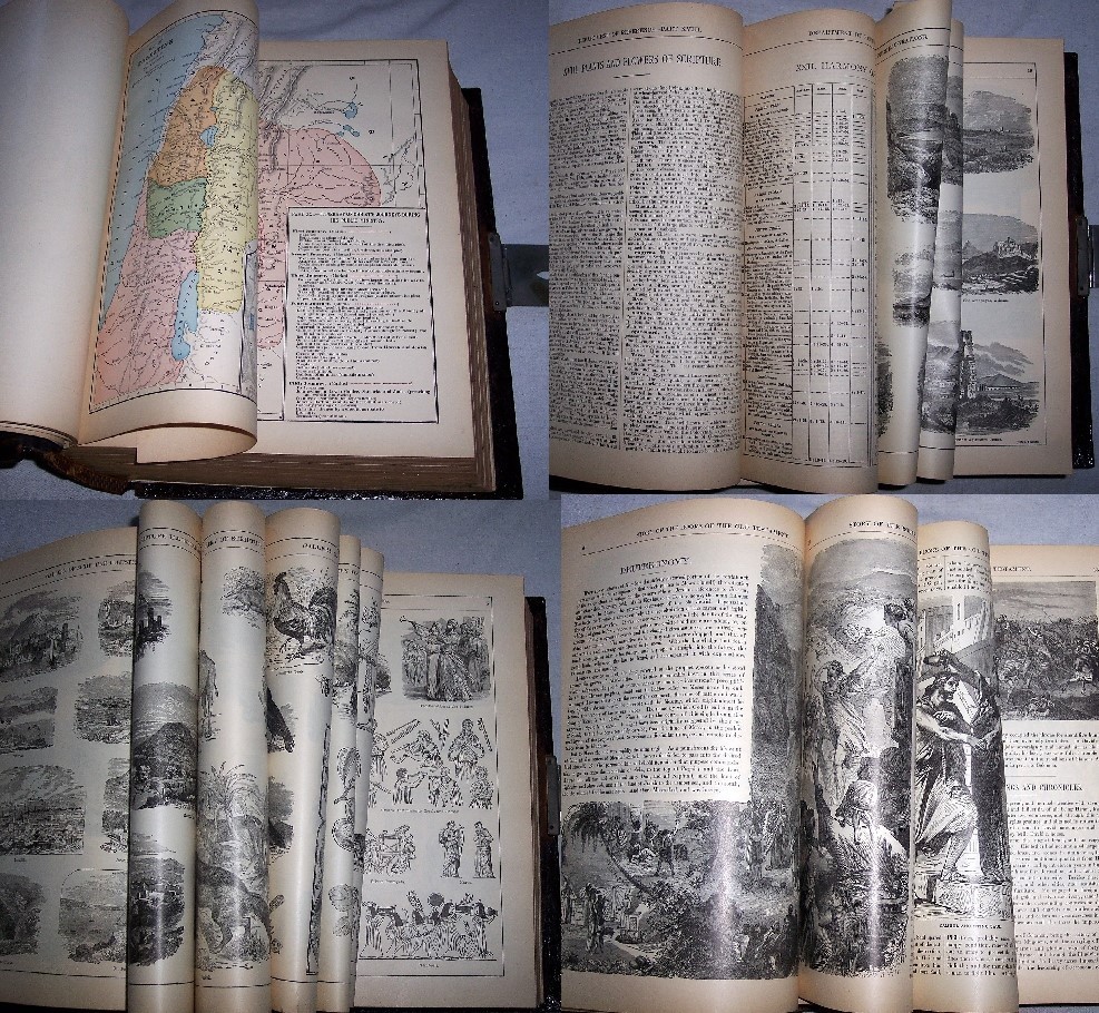 1896 Antique Clasp Family Bible Apocrypha Concordance Dictionary Psalms #30