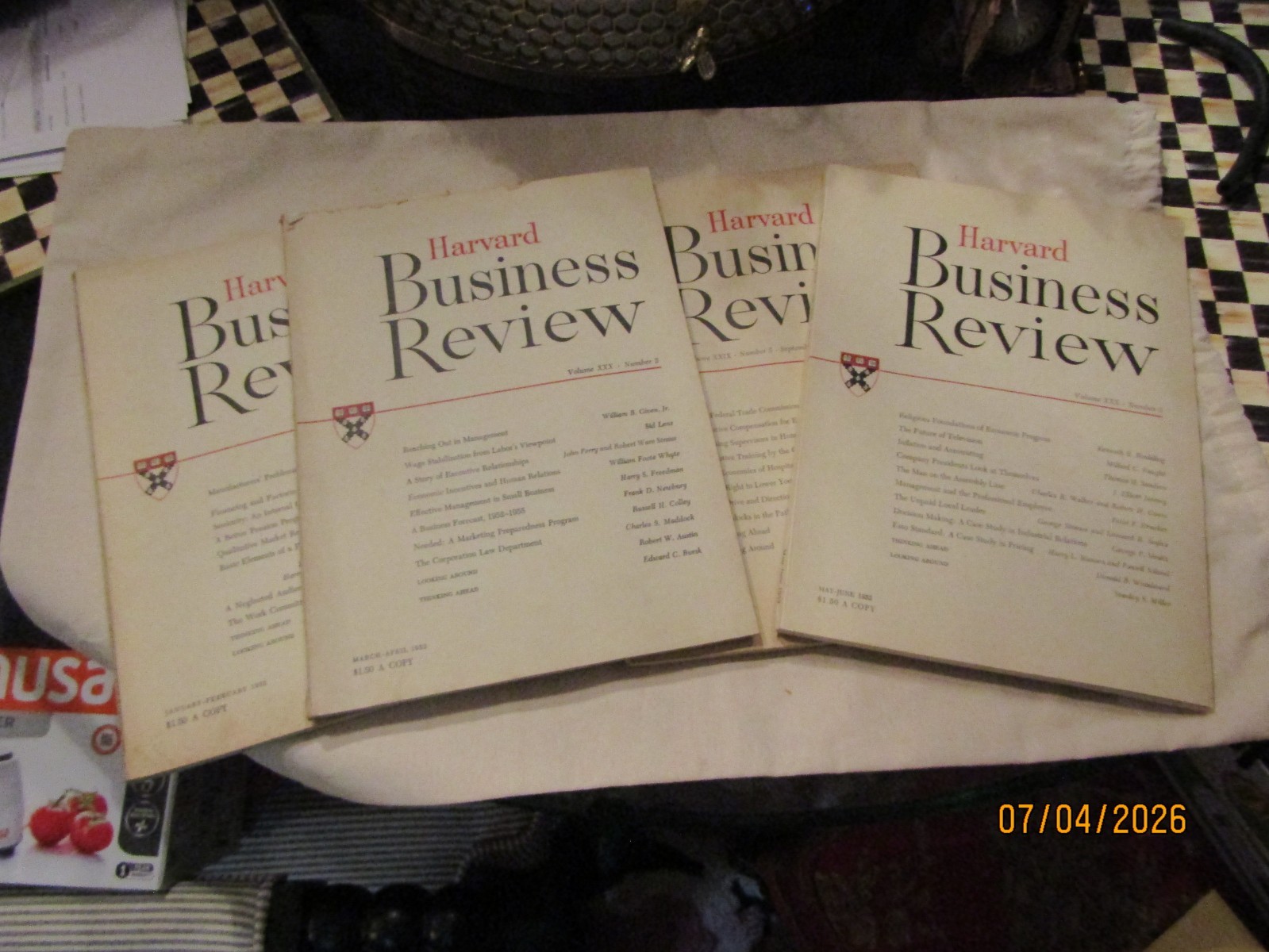 Vintage Harvard Business Review Magazine Set of 4 Different 1951 1952