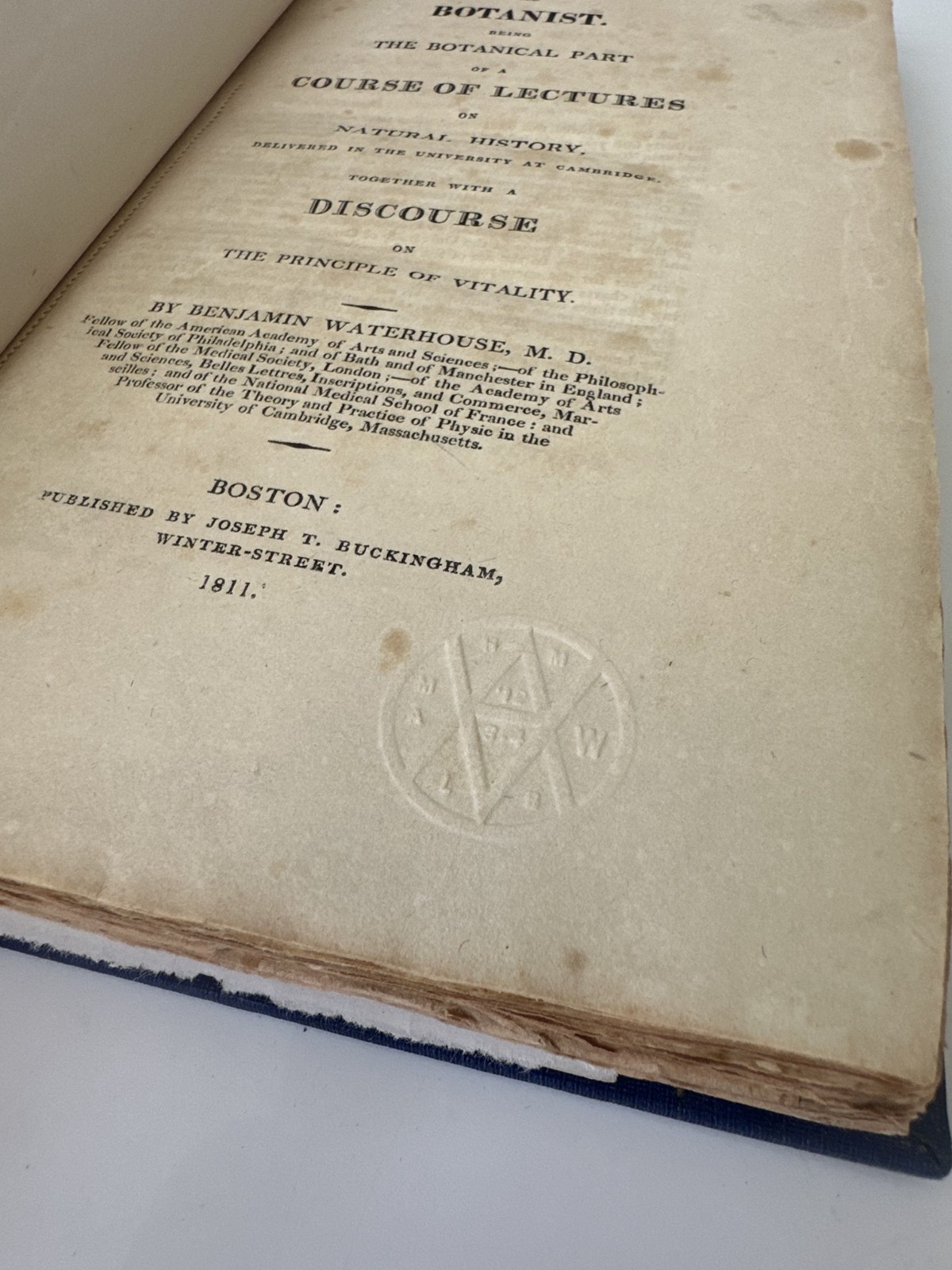 Benjamin WATERHOUSE 1811 The Botanist Lectures Natural History George Washington