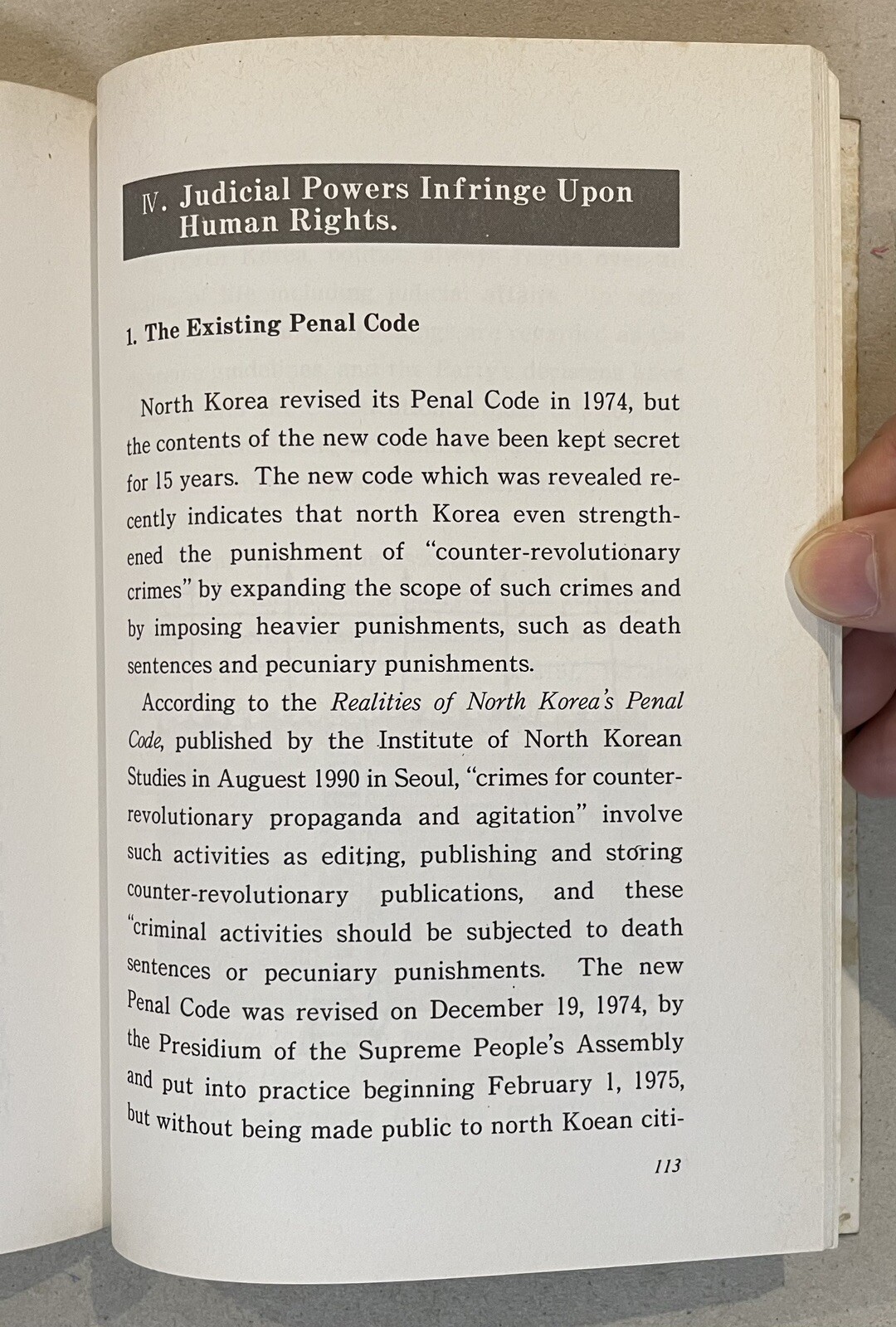 1992 English Korea book – The Human Rights Situation In North Korea