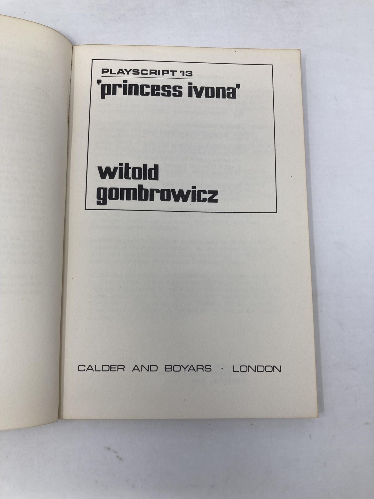 Playscript 13 ‚Princess Ivona‘ by Witold Gombrowicz First 1st Edition VG PB 1969
