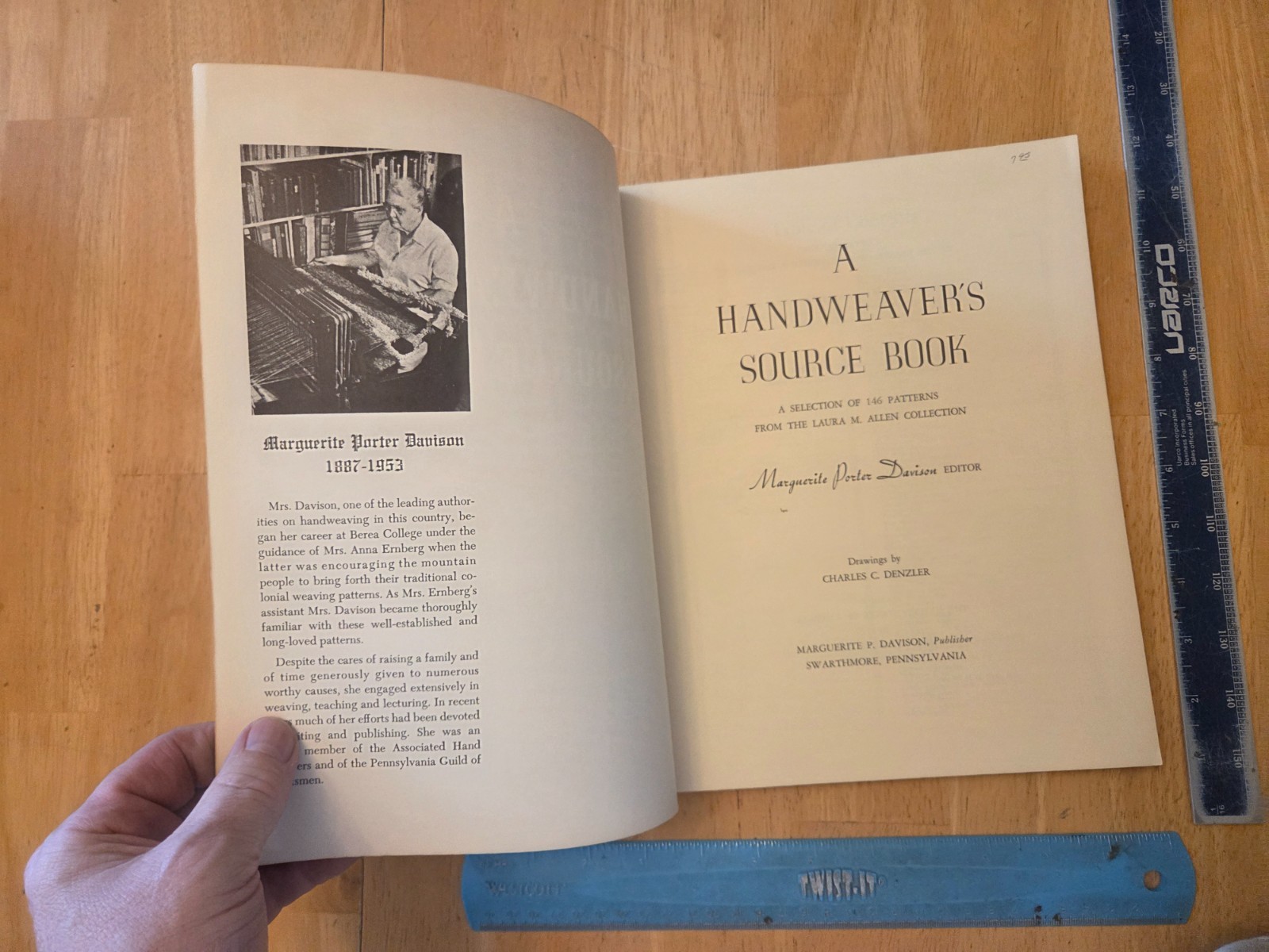 A Handweaver’s Source Book by Marguerite Porter Davison – 1953 Trade Paperback