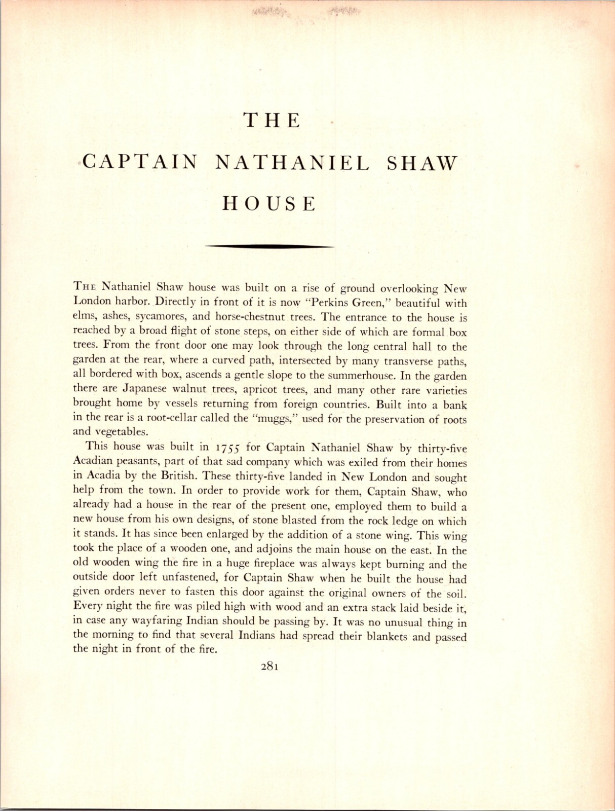 1923 Typogravure * Captain Nathaniel Shaw House Shaw Mansion New London CT