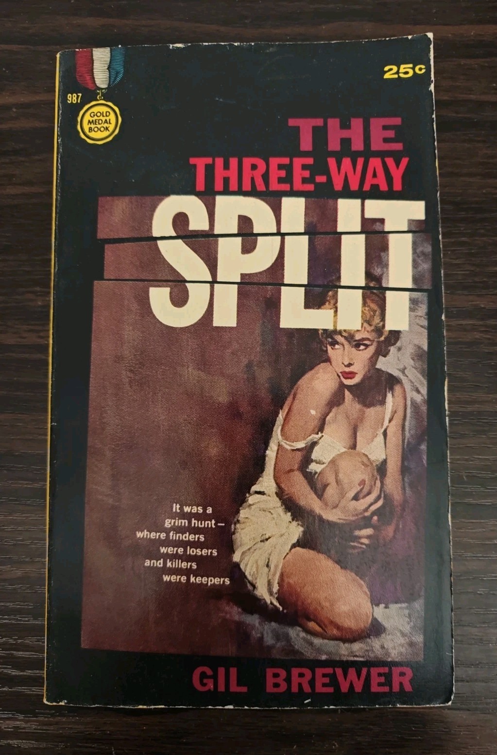 The Three-Way Split, Gil Brewer, Gold Medal Book, VTG PB 1960, Pulp Fiction