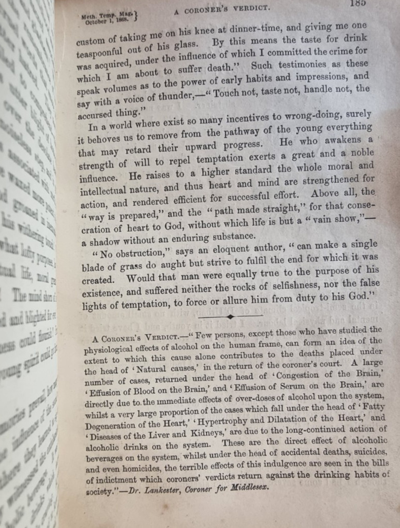 1868 Methodist Temperance Magazine First Year Vol 1 Half Leather Wesleyan
