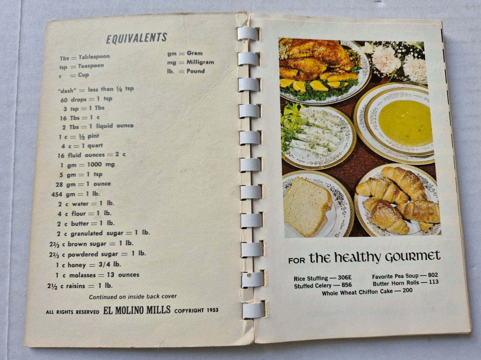 El Molino Best Recipes Cookbook 1953 Spiral Bound Paperback Cooking Recipes