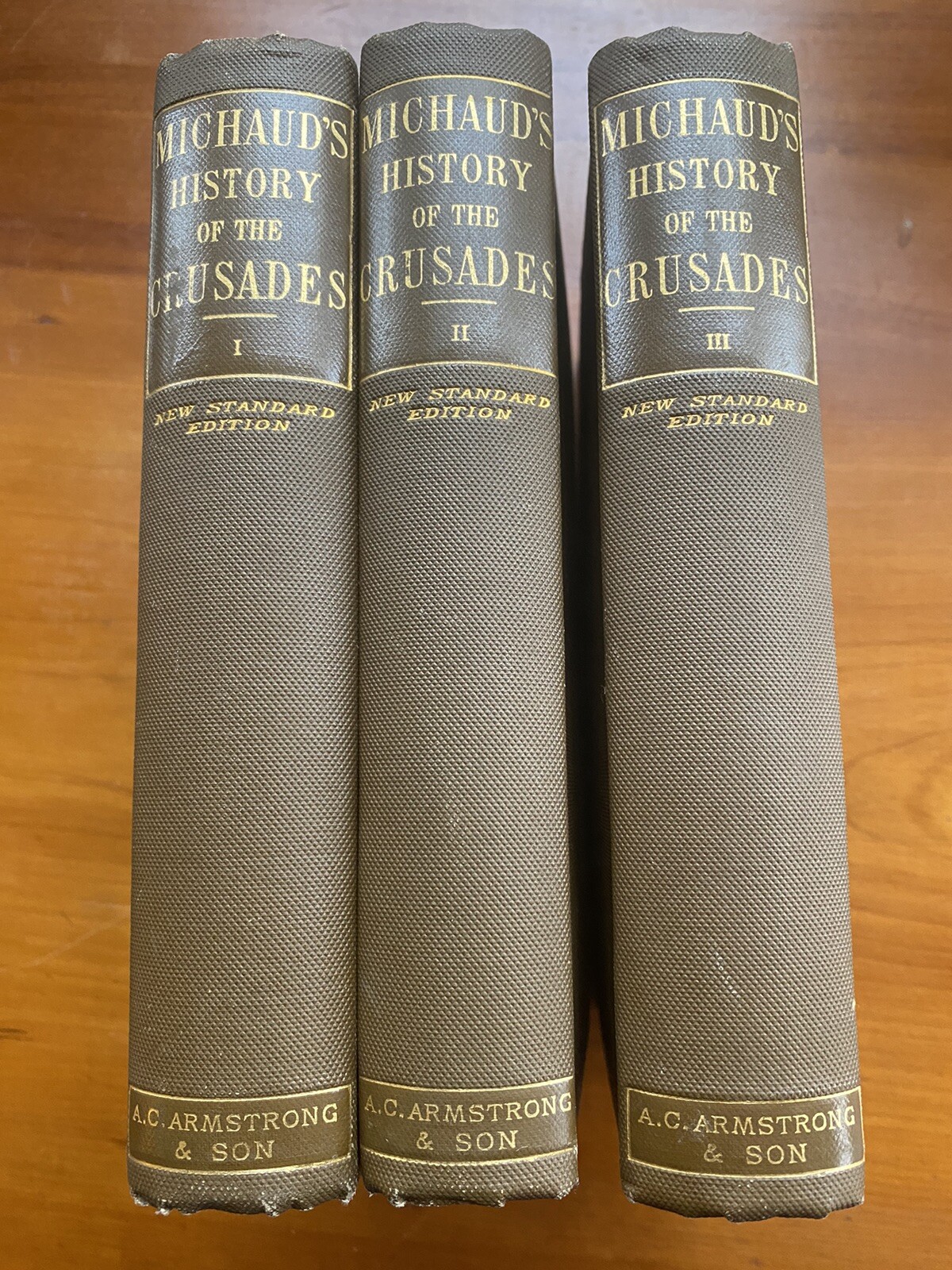 History of the Crusades by Michaud 3 Volumes Rare 1891
