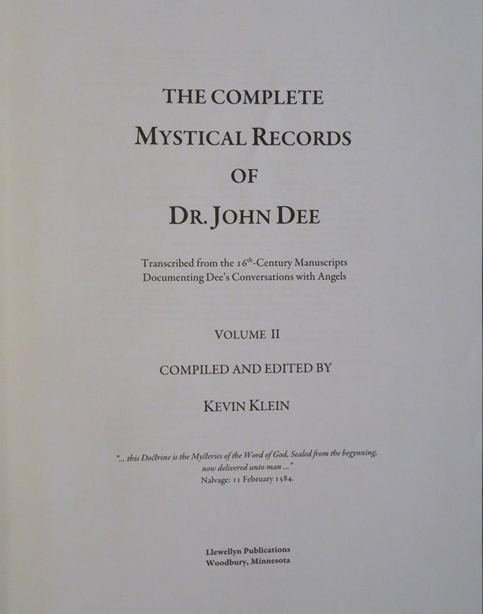 Kevin Klein / COMPLETE MYSTICAL RECORDS OF DR JOHN DEE Transcribed 1st ed 2017
