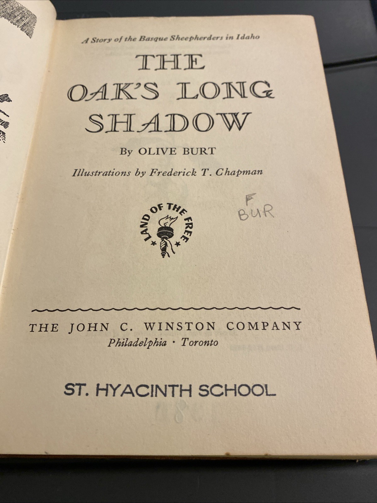 The Oak’s Long Shadow Olive Burt Chapman Basque Sheepherders Idaho 1952 First Ed