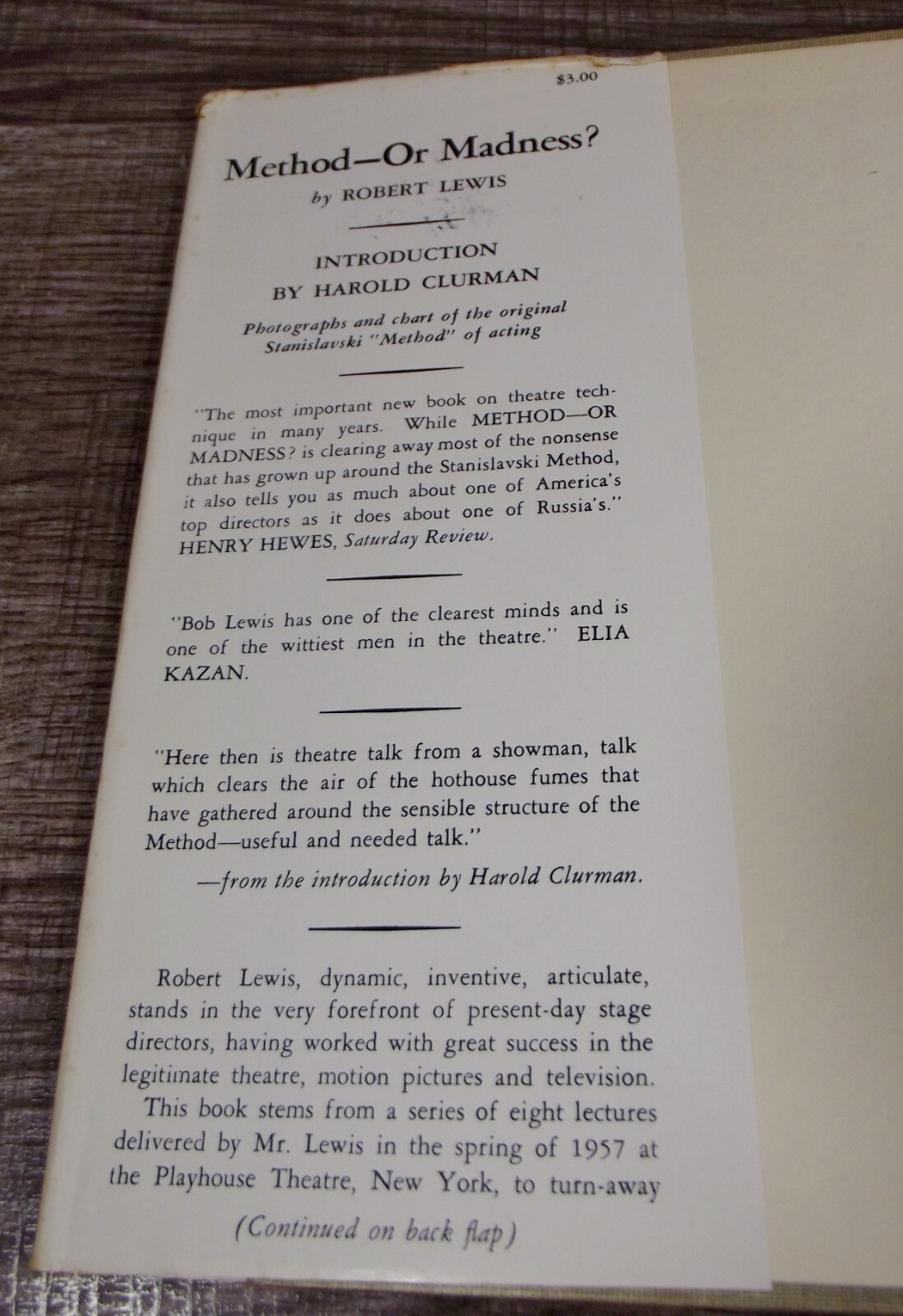 Method – Or Madness? by Robert Lewis Vintage 1958 Book Acting / Performing Arts