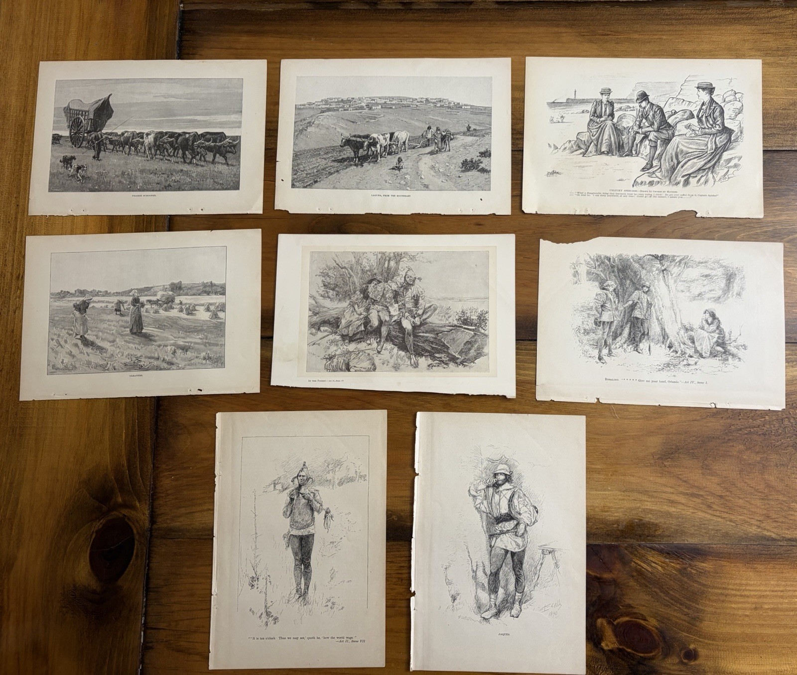 Lot Of (8) Vintage Magazine Prints From 1901, 6×9”, Depicting The West