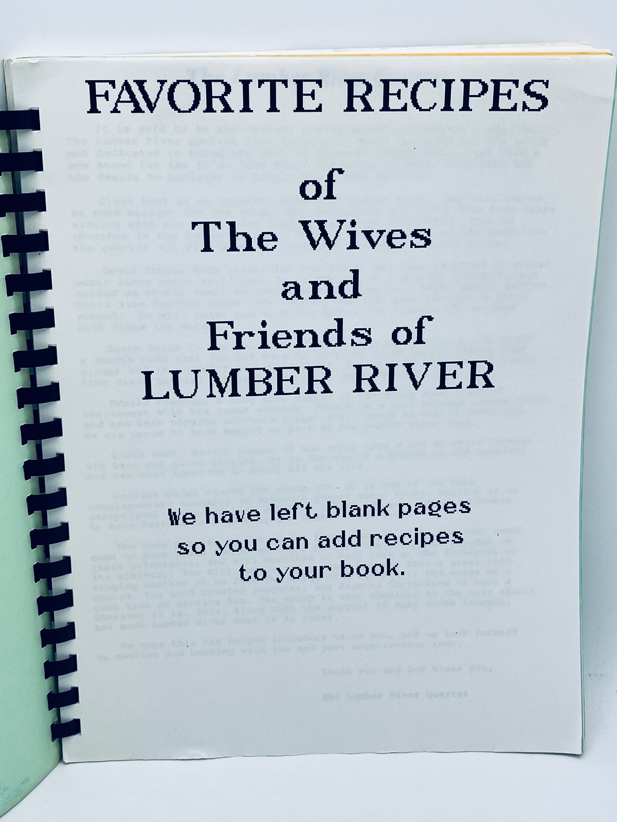Lumber River Quartet Cookbook – December 1995 Softcover [Southern Gospel Music]