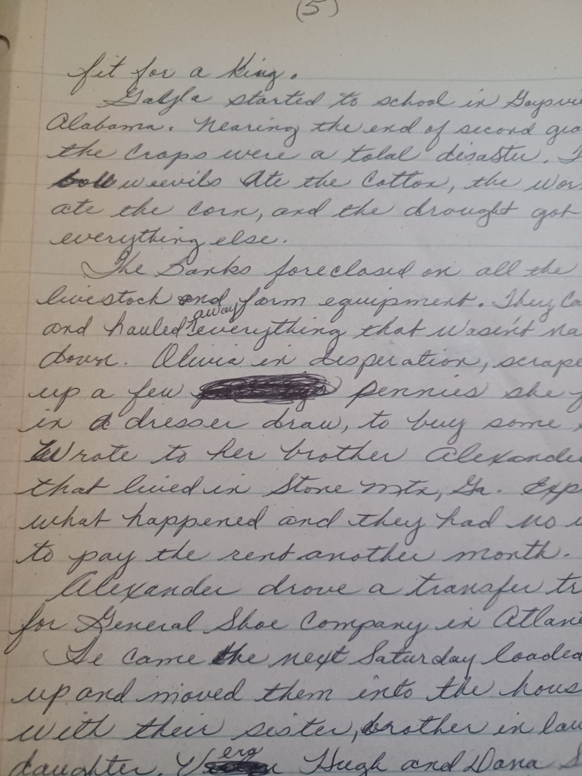 19 Page Manuscript, Memoir / Story of a poor Georgia family, Atchison, 1980s