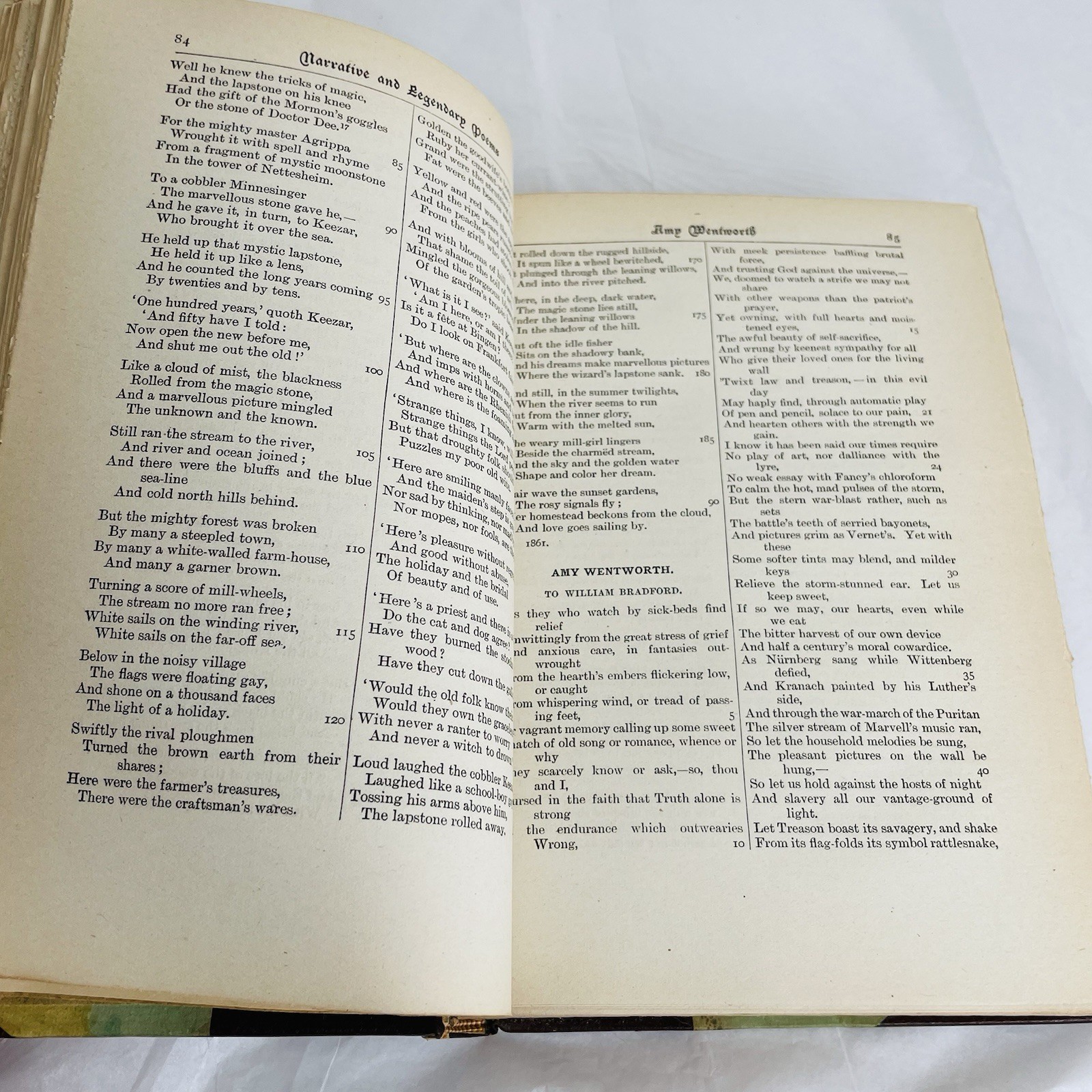 1919 Oxford Poetical Works of Whittier Gilt Half Leather Binding by A.L. Jirout