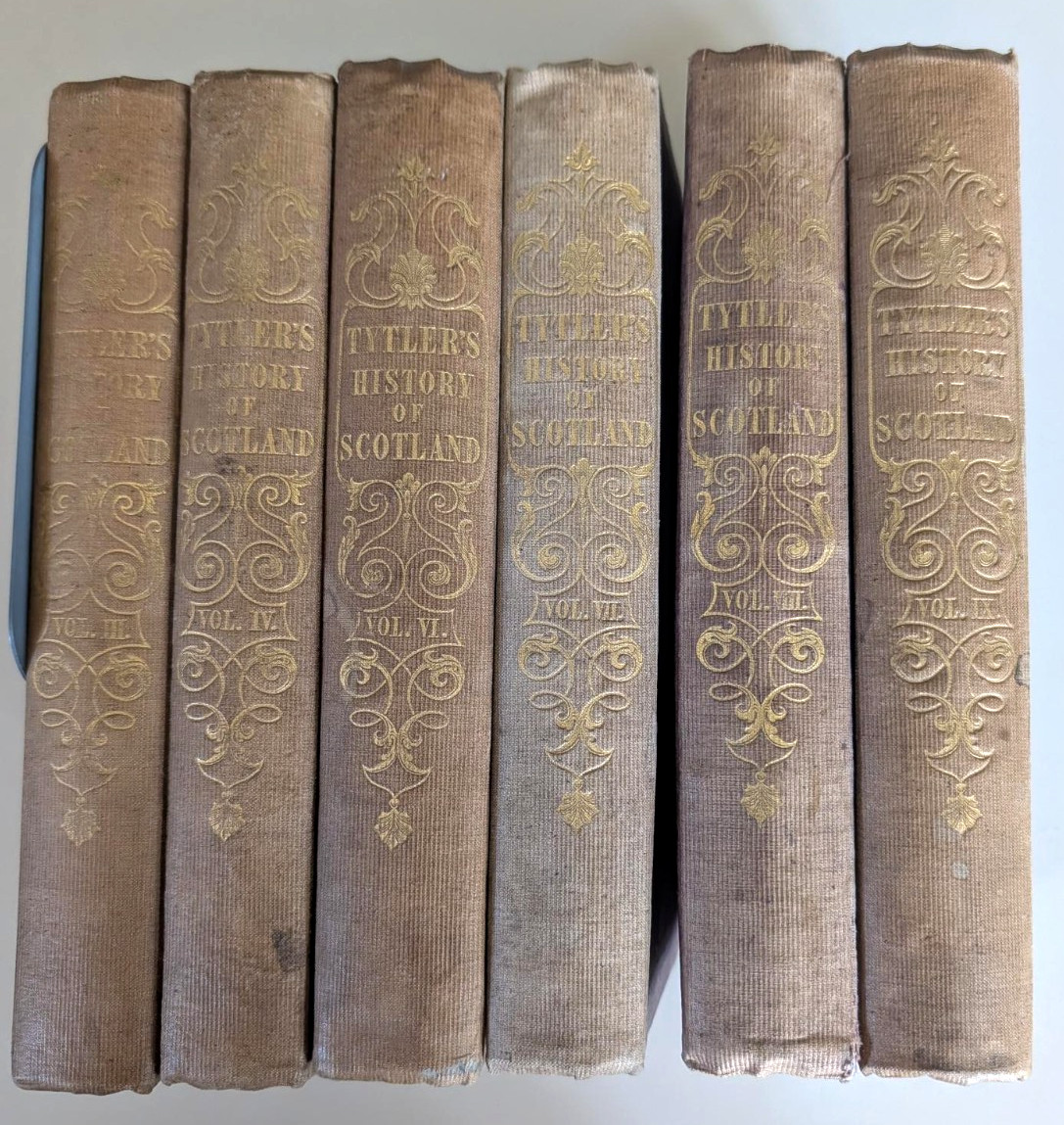 Patrick Fraser Tytler’s History of Scotland 6 Volumes HC Early 1840’s Tait, publ