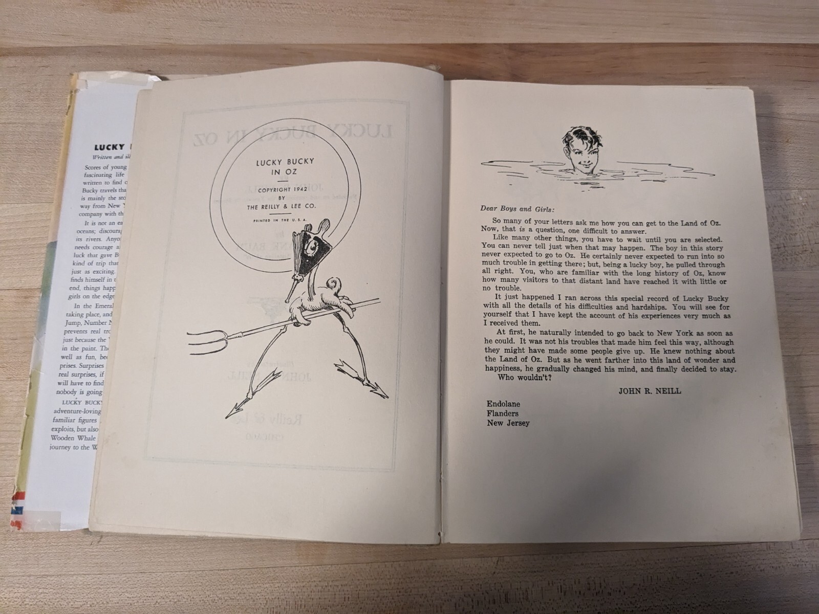 Lucky Bucky in Oz FIRST EDITION 1942 Book by JR Neill & L Frank Baum VG