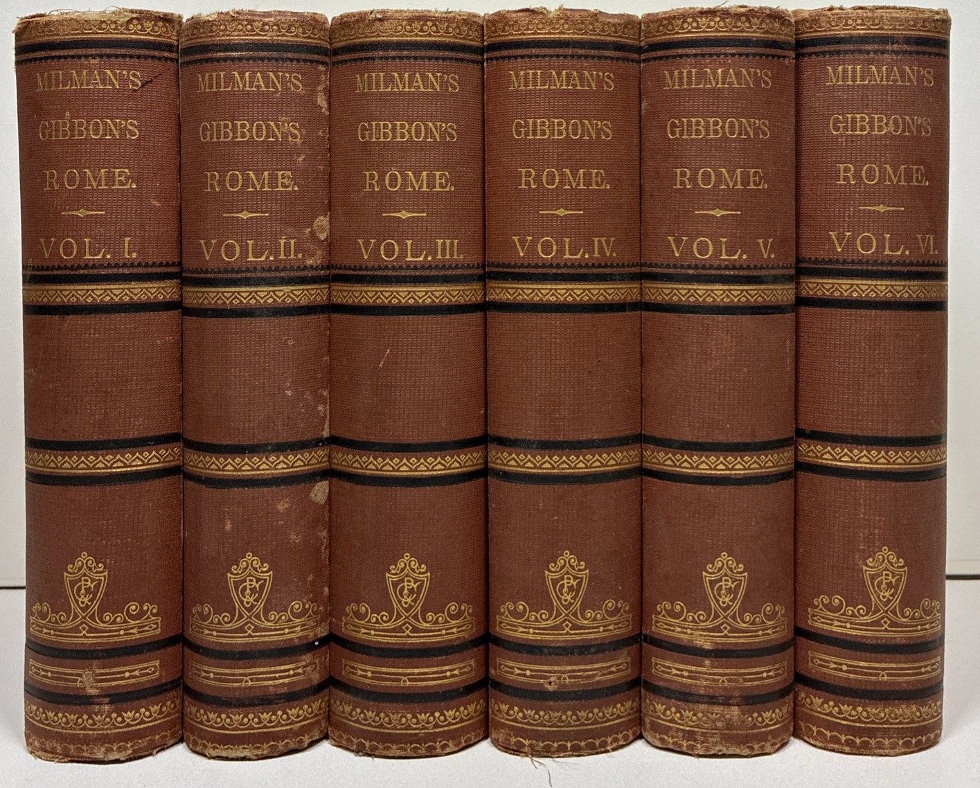 Decline & Fall Roman Empire Gibbon Milman 6 Vols HC complete Porter &Coates 1845