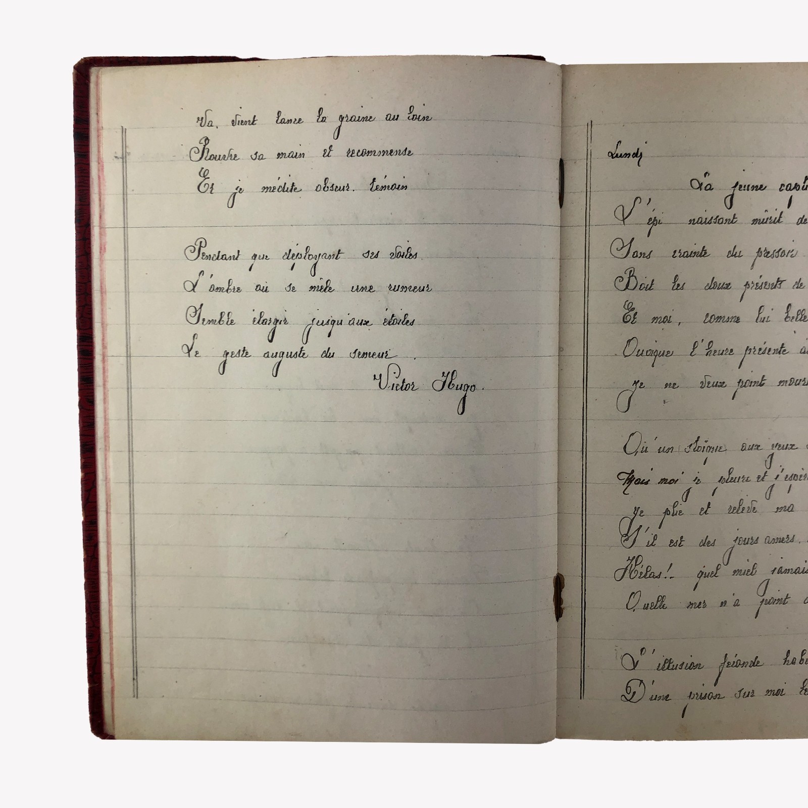 1931 French Literature Student Diary Manuscript Handwriting Book & Famous Poems