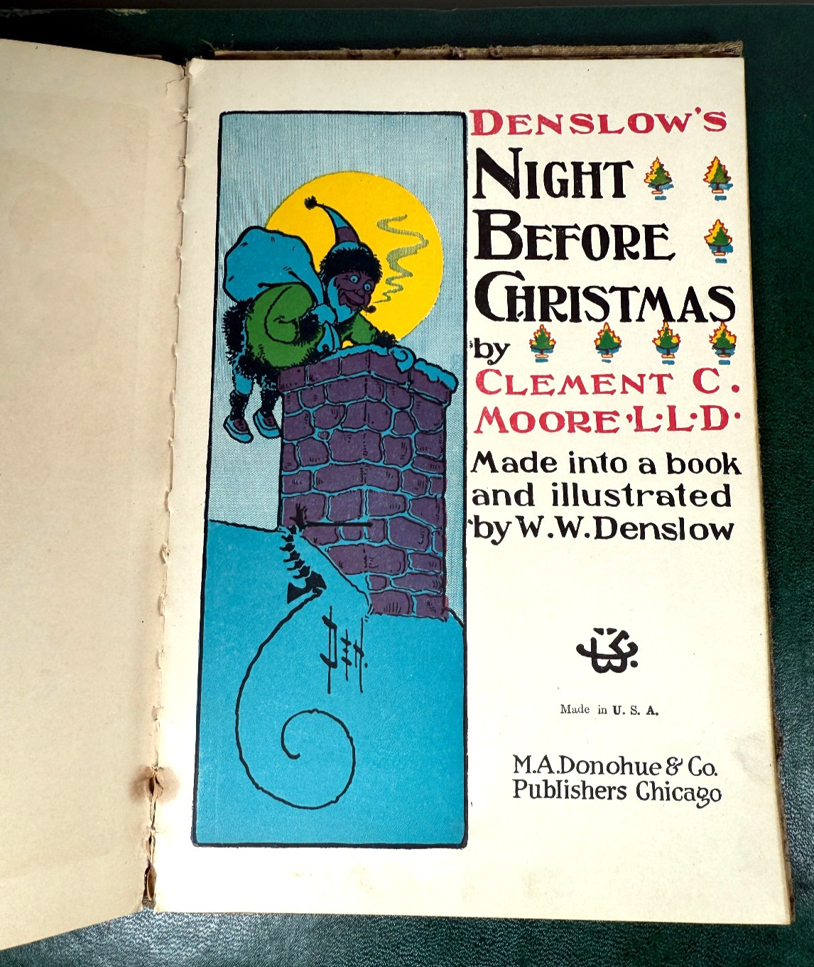 VTG W DENSLOW (WIZARD OF OZ ILLUSTRATOR) NIGHT BEFORE CHRISTMAS CLEMENT C MOORE