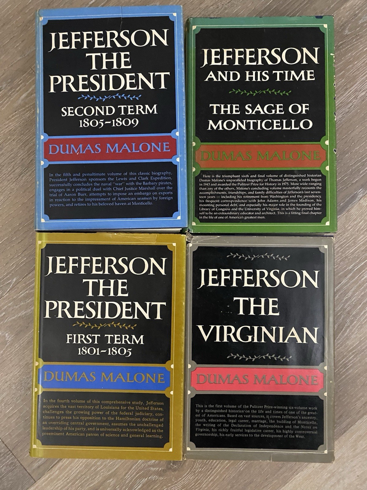 Dumas Malone JEFFERSON AND HIS TIME Complete 4 Volumes Hardcover Dust Jackets
