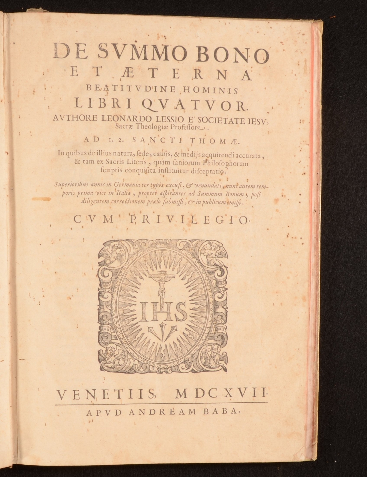 1617 De Summo Bono et Aeterna Leonardus Lessius Latin Very Scarce