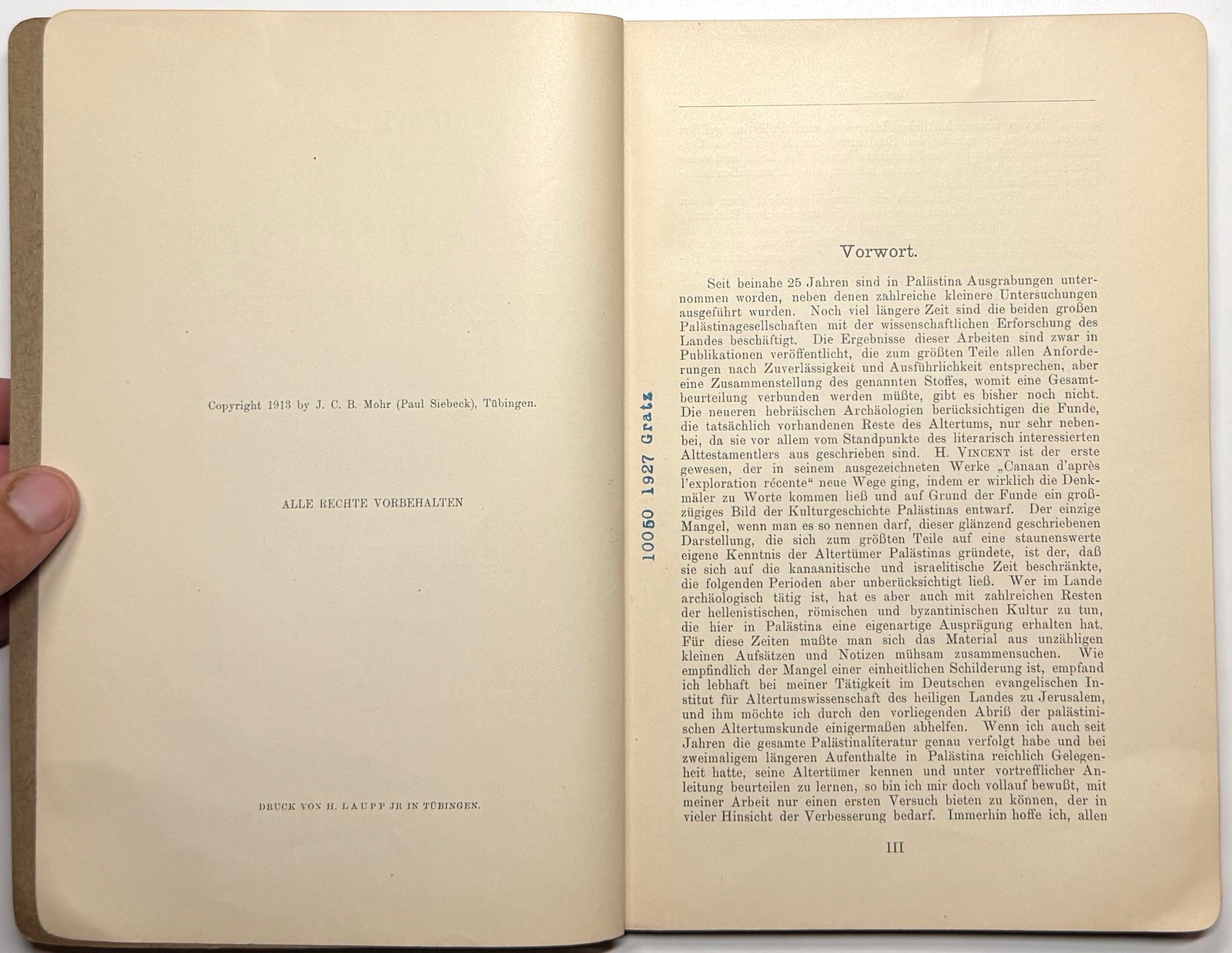 1913 PALESTINE ANTIQUITIES BIBLICAL ARCHAEOLOGY THOMSEN 42 ILLUSTRATIONS GERMAN