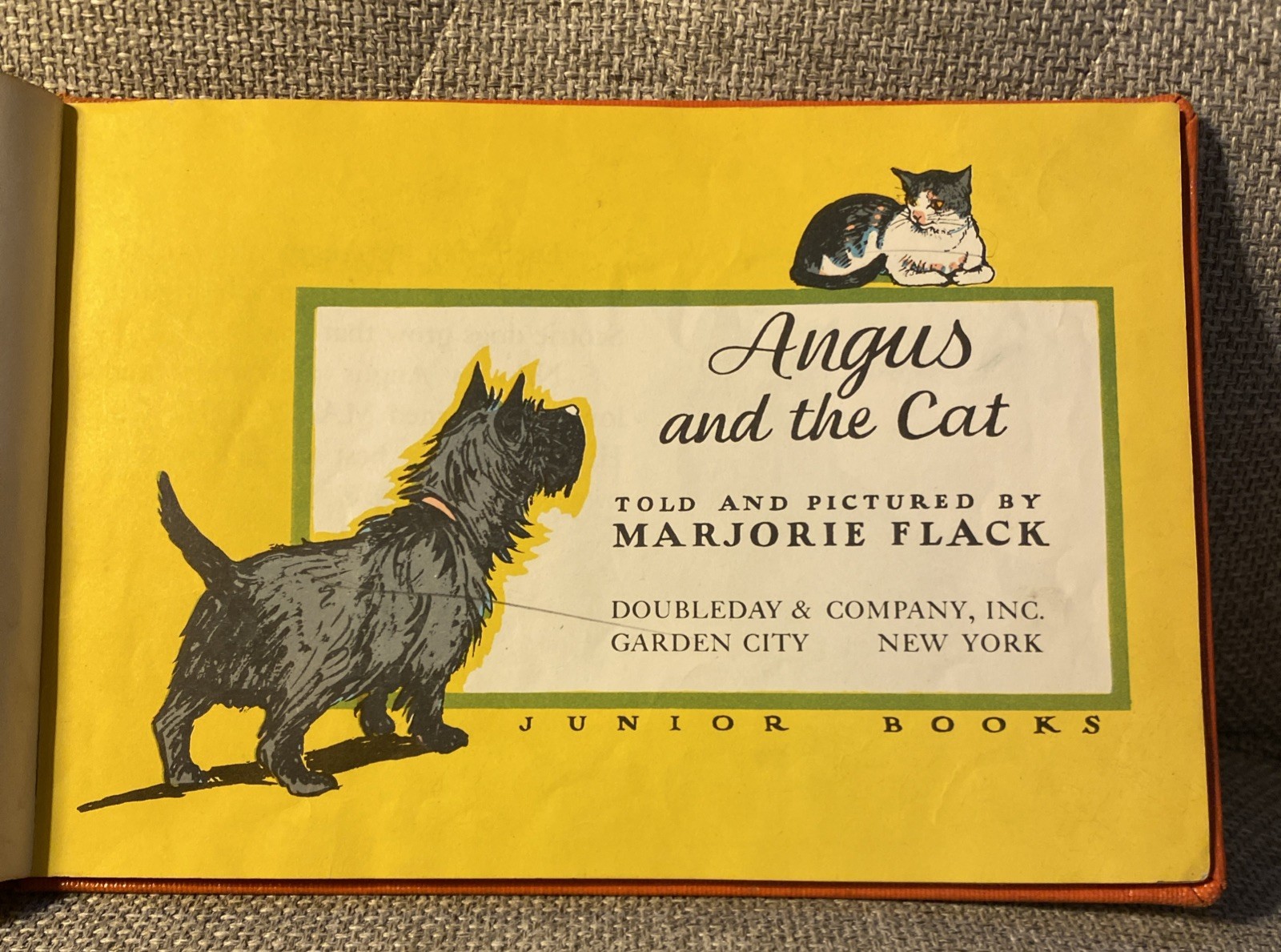 1933 MARJORIE FLACK „ANGUS AND THE CAT“ 1ST ED ILLUSTRATED HB BOOK Library Ed