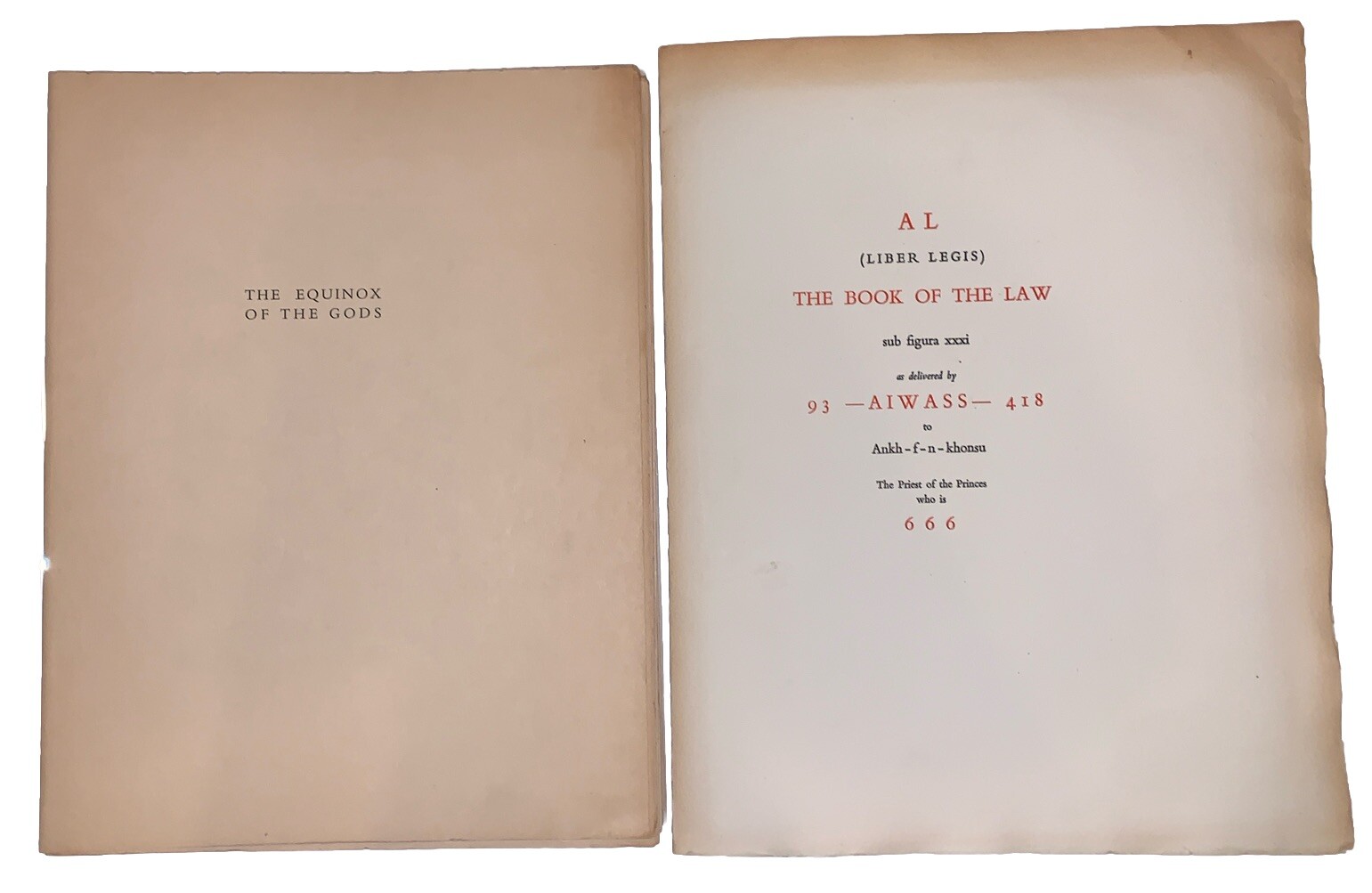 1936, 1st Ed, UNBOUND SHEETS, THE EQUINOX OF THE GODS, ALEISTER CROWLEY, THELEMA