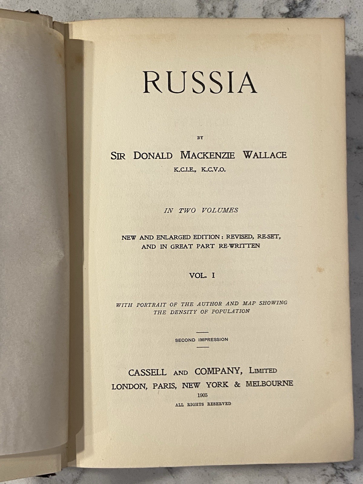 1905 SIR DONALD MACKENZIE WALLACE ~ RUSSIA ~ VOLUMES I & II ~ NEW & ENLARGED ED.