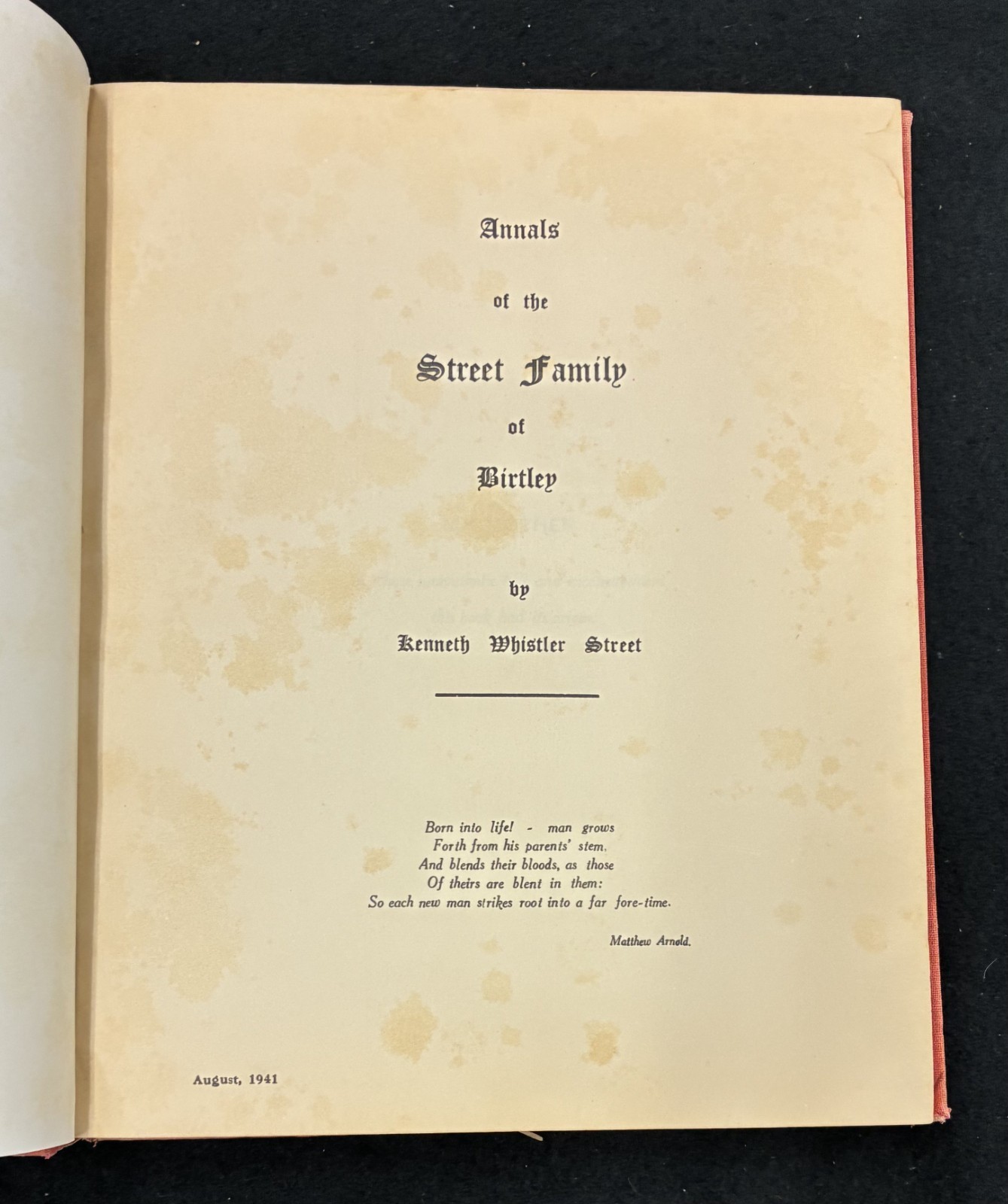 1941 Annals of Street Family of Birtley NSW Australia * Inscribed by K.W. Street